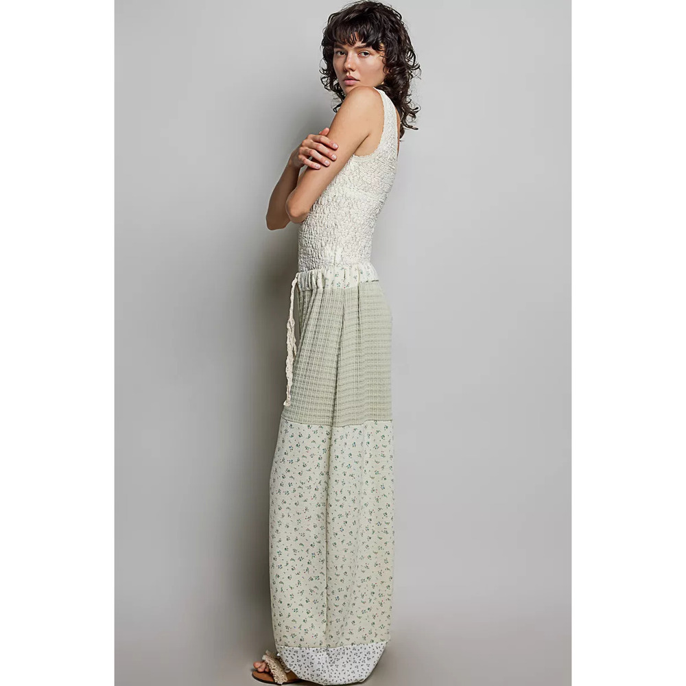 POL Patchwork Mixed Knit Wide Leg Pants - Picture 6 of 7